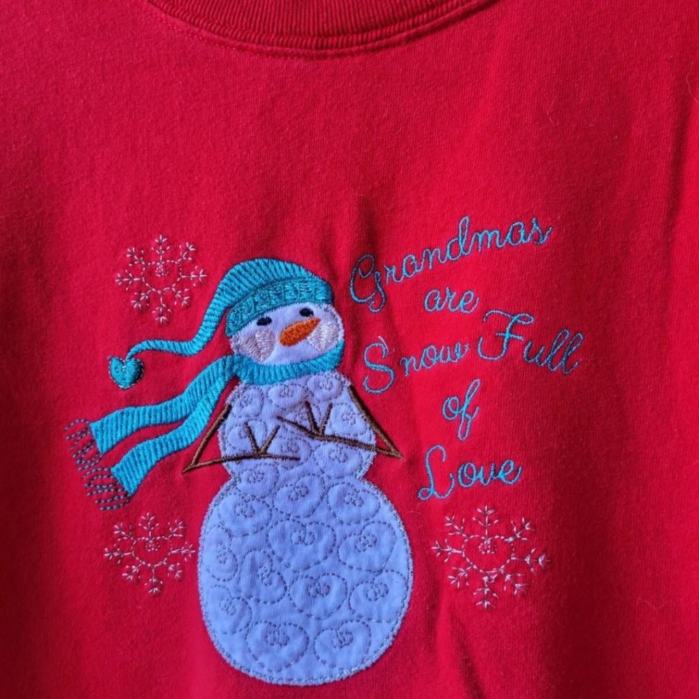 Snowman Sweater Grandmas are Snow Full of Love Sweatshirt Sz L Grandma